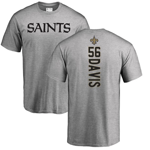 Men New Orleans Saints Ash DeMario Davis Backer NFL Football #56 T Shirt->youth nfl jersey->Youth Jersey